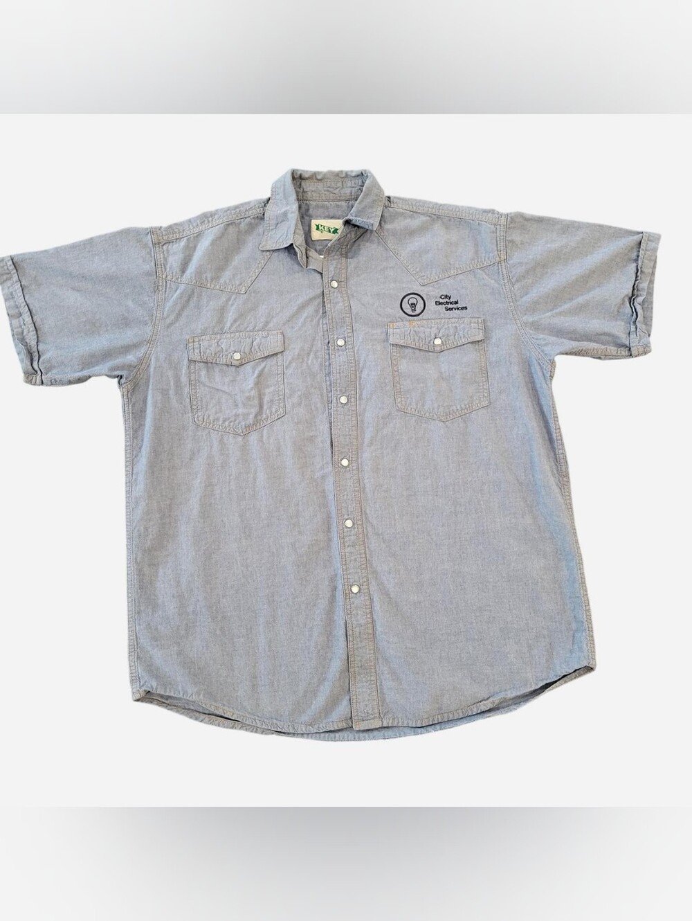 KEY Workwear Men's XLR Short Sleeve Chambray Work Shirt Blue 100% Cotton